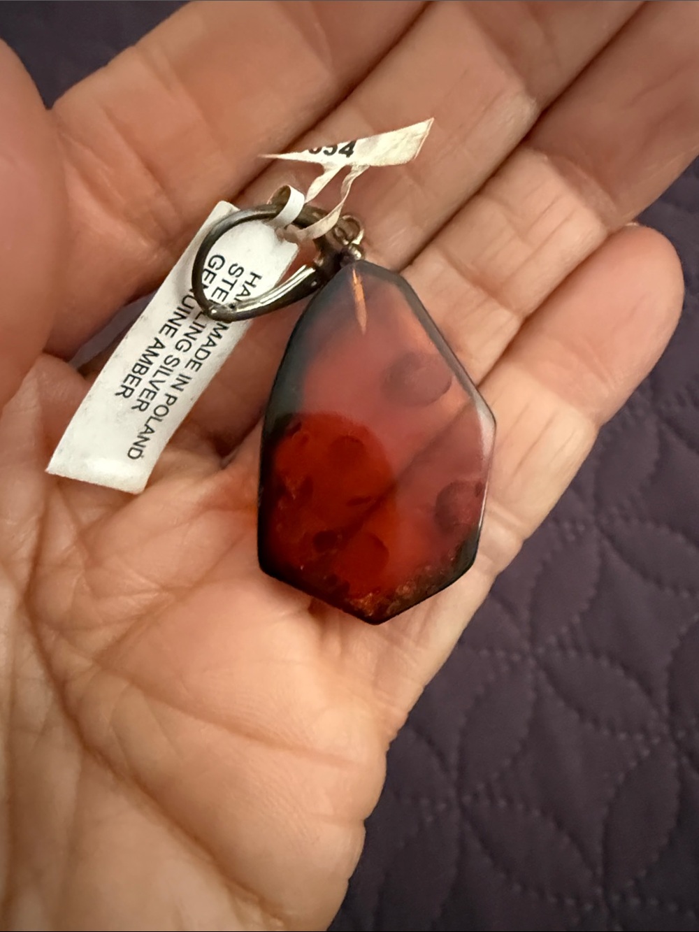 Genuine Amber Silver Pendant - Picture 2 of 2